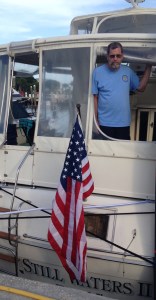 Celebrating the 4th in Stuart, Fl. This flag once flew in Iraq. Thanks Mike.