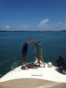 A little celebration for snagging the chain