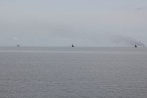 Shrimpers returning from sea