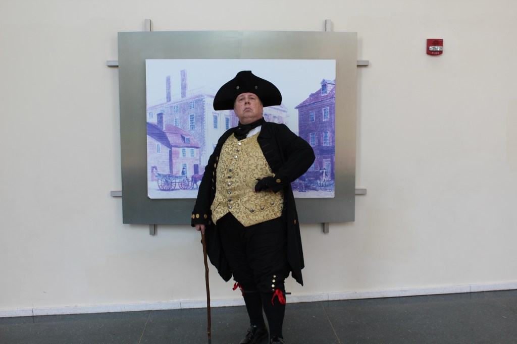 Henry Knox, George Washington's Secretary of War, dispensing knowledge at Visitor Center