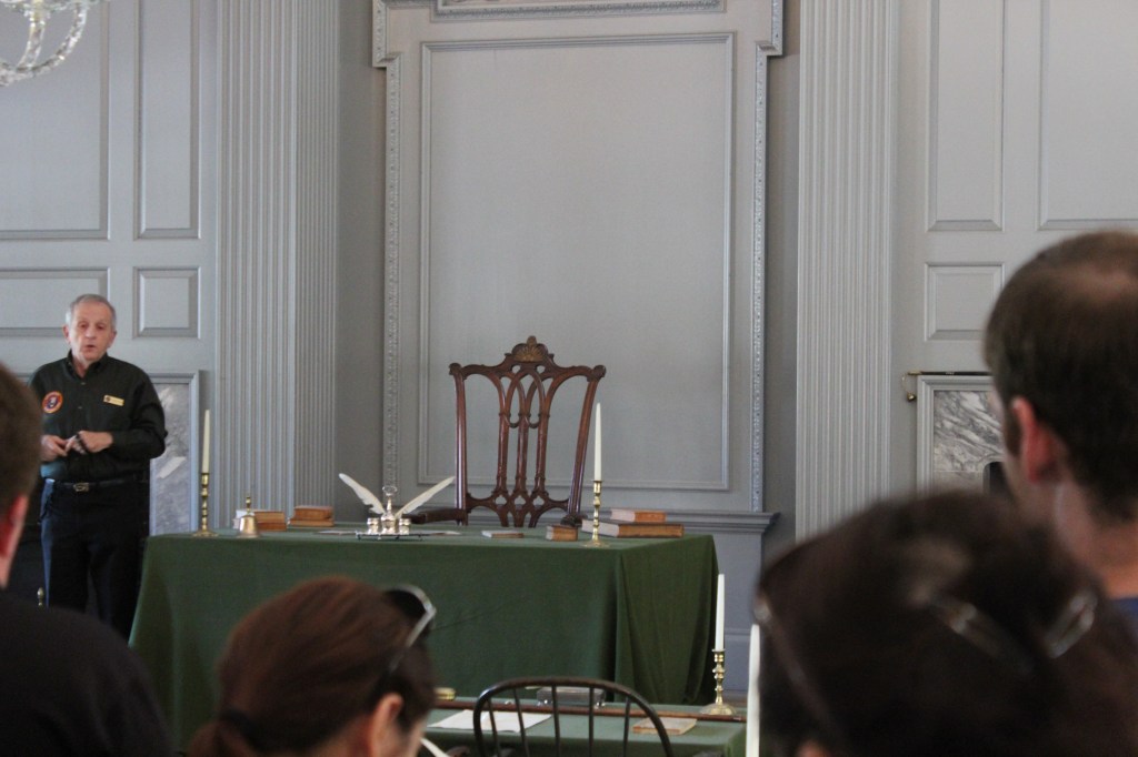 The actual chair George Washington sat in while chairing the Constitutional Convention